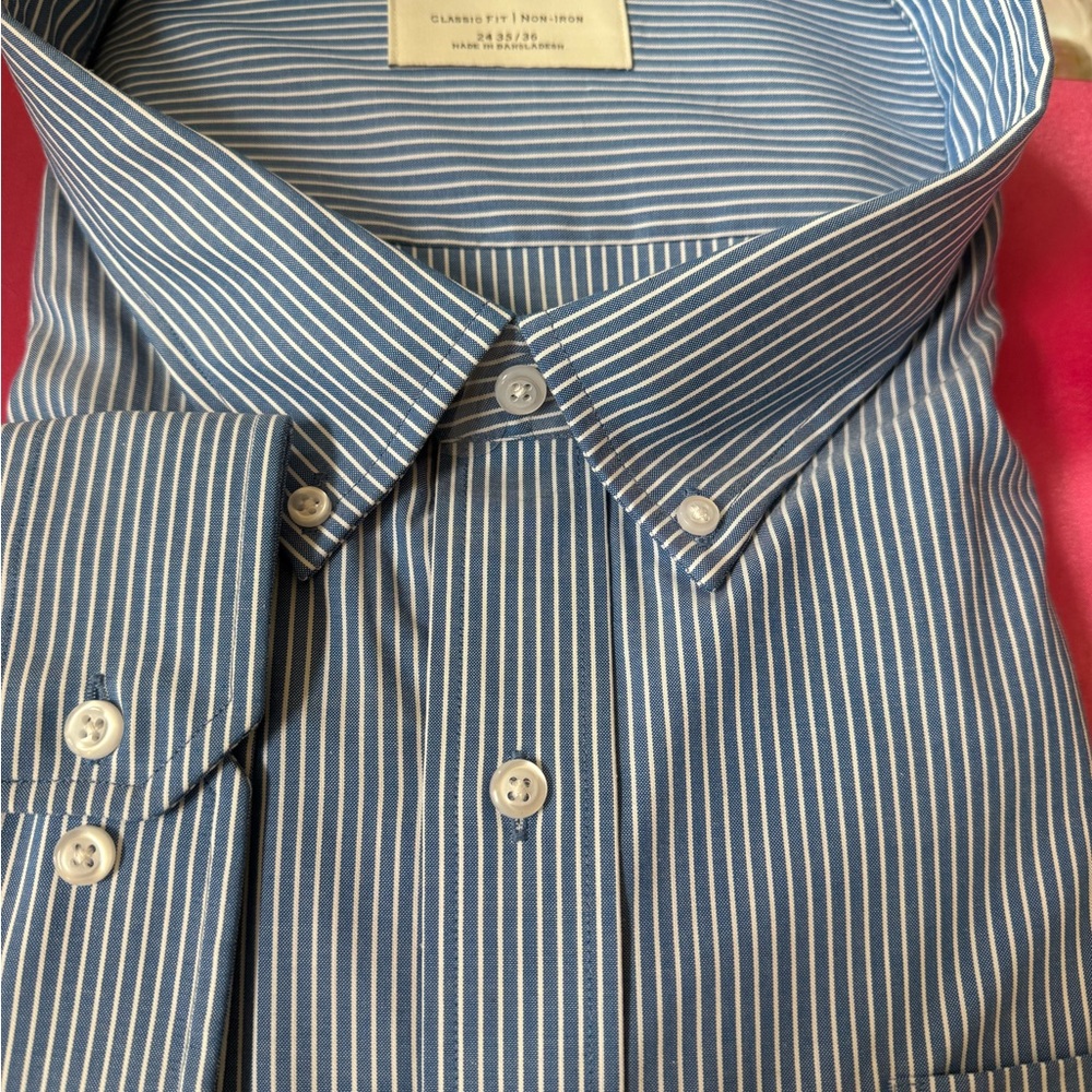 DXL Size 6 Blue Striped Men's Shirt - Picture 4 of 15